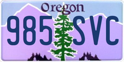 OR license plate 985SVC
