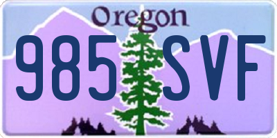 OR license plate 985SVF