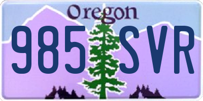OR license plate 985SVR
