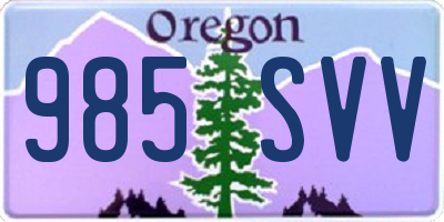 OR license plate 985SVV