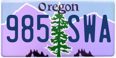 OR license plate 985SWA