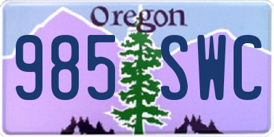 OR license plate 985SWC