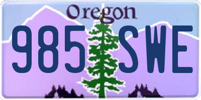 OR license plate 985SWE