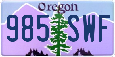 OR license plate 985SWF