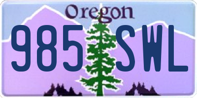 OR license plate 985SWL
