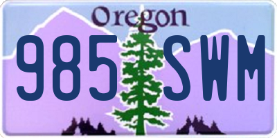 OR license plate 985SWM