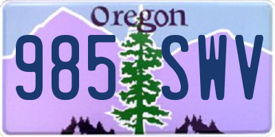OR license plate 985SWV