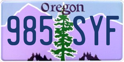 OR license plate 985SYF