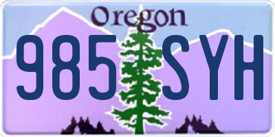 OR license plate 985SYH