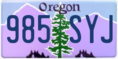 OR license plate 985SYJ