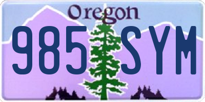 OR license plate 985SYM