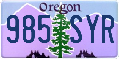 OR license plate 985SYR