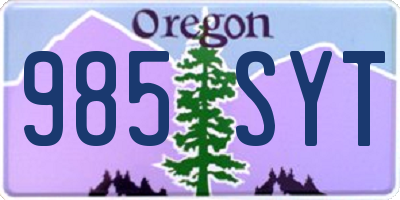 OR license plate 985SYT