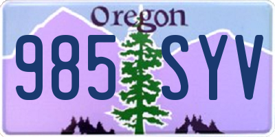 OR license plate 985SYV
