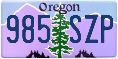 OR license plate 985SZP