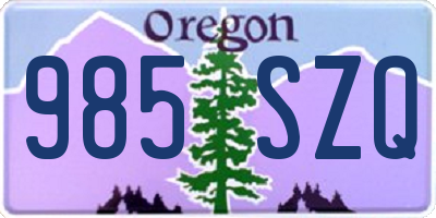 OR license plate 985SZQ