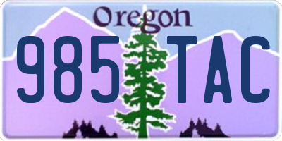 OR license plate 985TAC