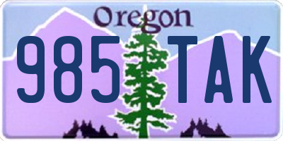 OR license plate 985TAK