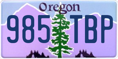 OR license plate 985TBP