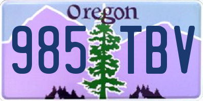 OR license plate 985TBV