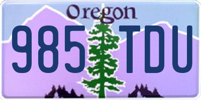 OR license plate 985TDU