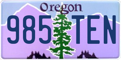 OR license plate 985TEN