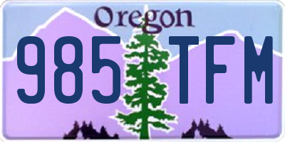 OR license plate 985TFM