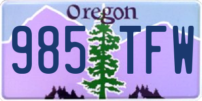 OR license plate 985TFW