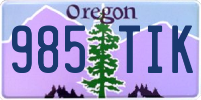 OR license plate 985TIK