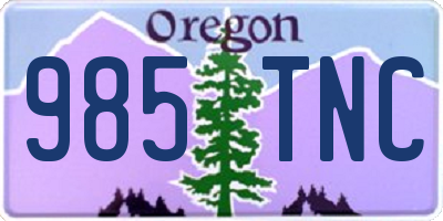OR license plate 985TNC