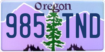 OR license plate 985TND