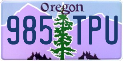 OR license plate 985TPU
