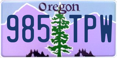 OR license plate 985TPW