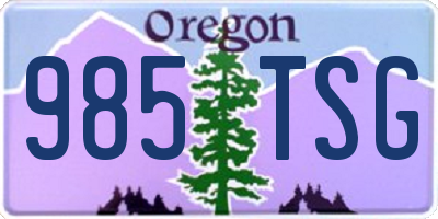 OR license plate 985TSG