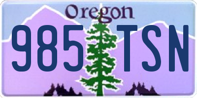 OR license plate 985TSN