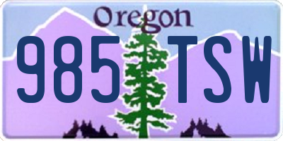 OR license plate 985TSW