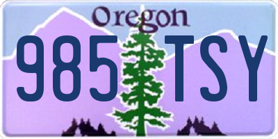 OR license plate 985TSY