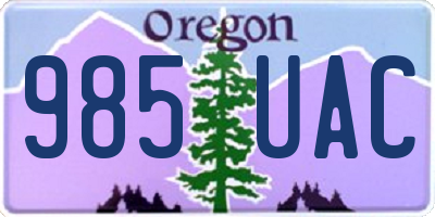 OR license plate 985UAC