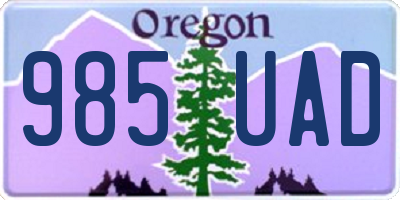 OR license plate 985UAD