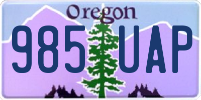 OR license plate 985UAP
