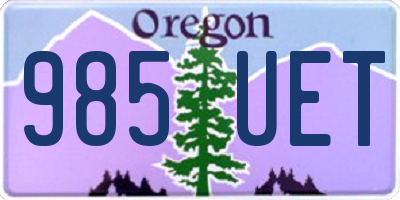 OR license plate 985UET
