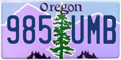 OR license plate 985UMB