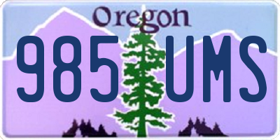 OR license plate 985UMS