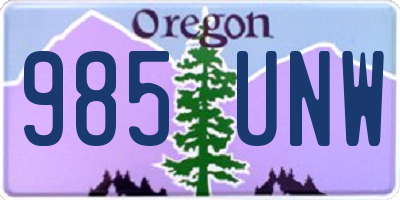 OR license plate 985UNW