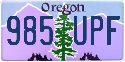 OR license plate 985UPF