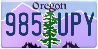 OR license plate 985UPY