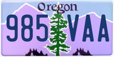 OR license plate 985VAA
