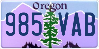 OR license plate 985VAB