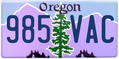 OR license plate 985VAC