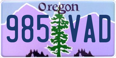 OR license plate 985VAD